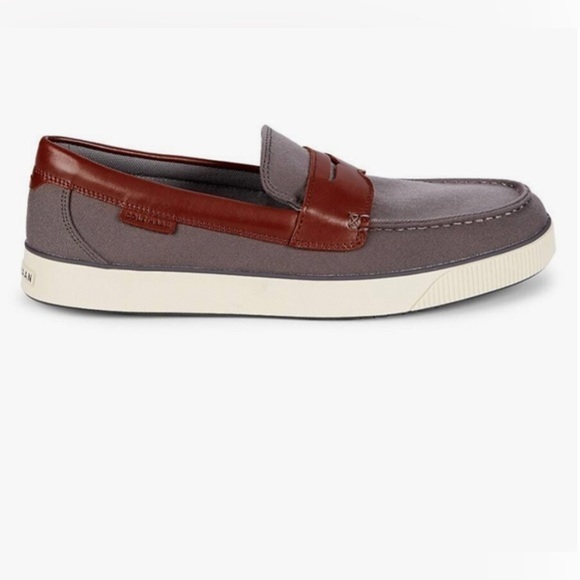 Cole haan men’s grey‎ & brown nantucket penny loafers new size 10.5 brand new